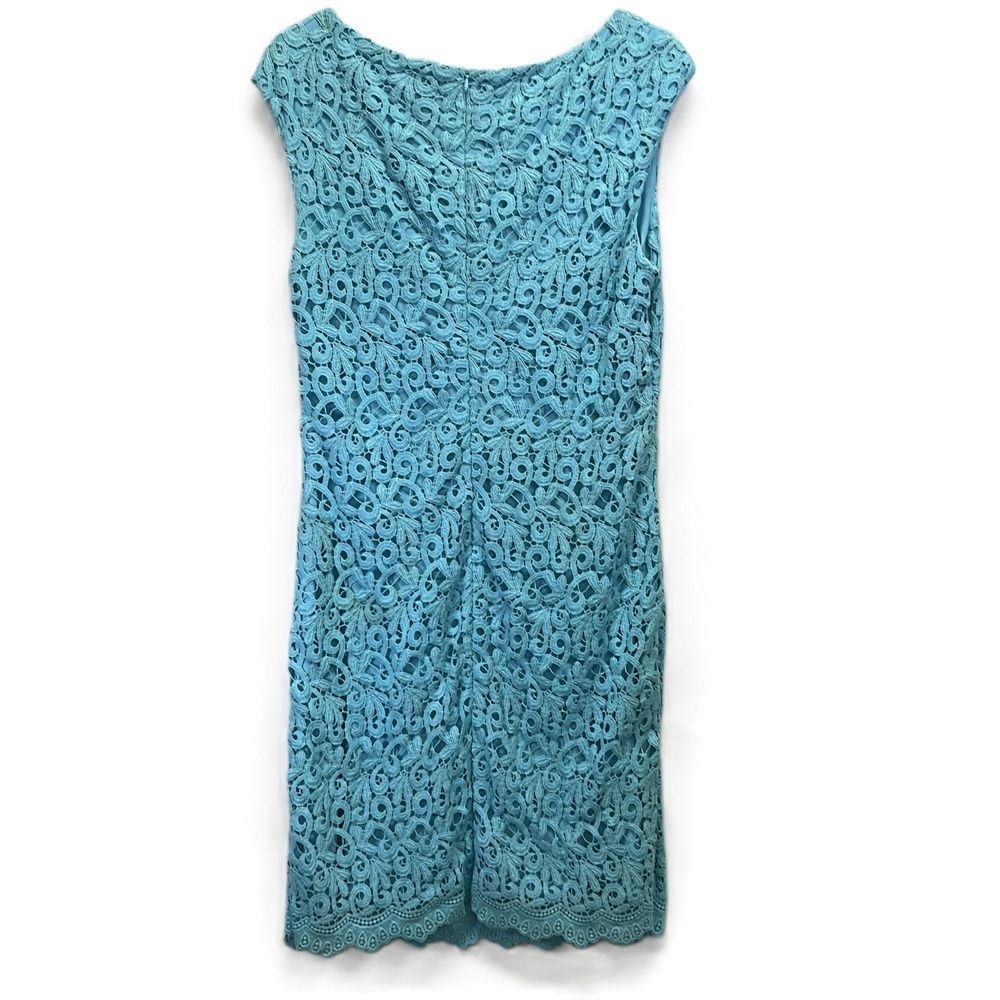 Lauren Ralph Lauren Turquoise Womens Cotton Floral Lace Overlay Sheath Dress 12 - Picture 2 of 9